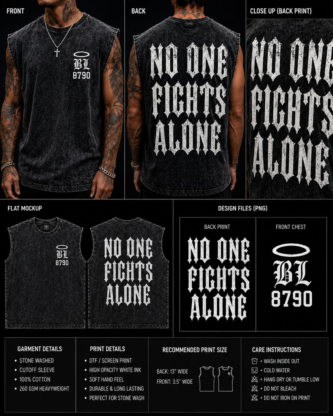 Bloodline 8790 Broken Chains Sleeveless Heavyweight Tee – Vintage Washed Black