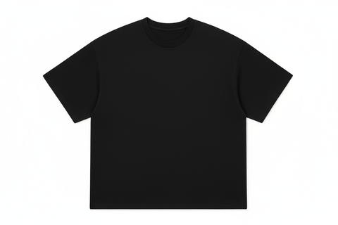 black plain heavyweight box fit tshirt 