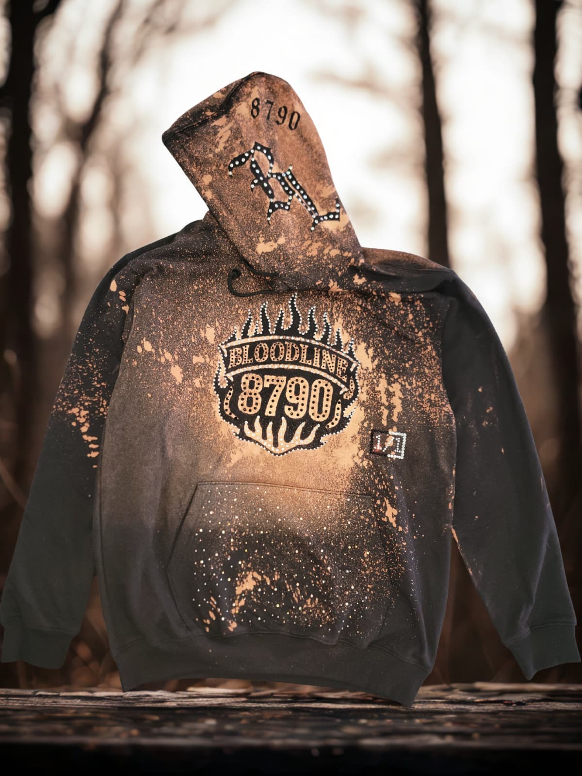 Rising up Hoodie with Rhinestones